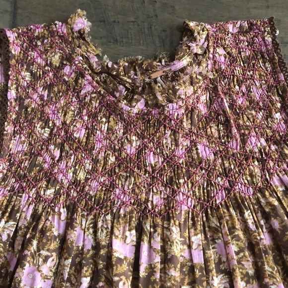 Free People Shea floral dress chocolate combo Medium New with Tags - Picture 4 of 13